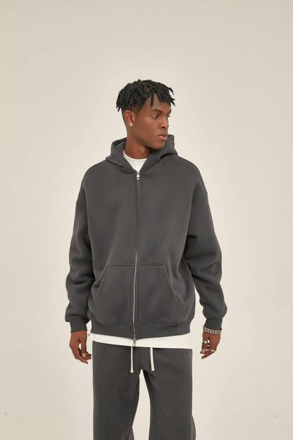 dark grey custom zip up hoodies