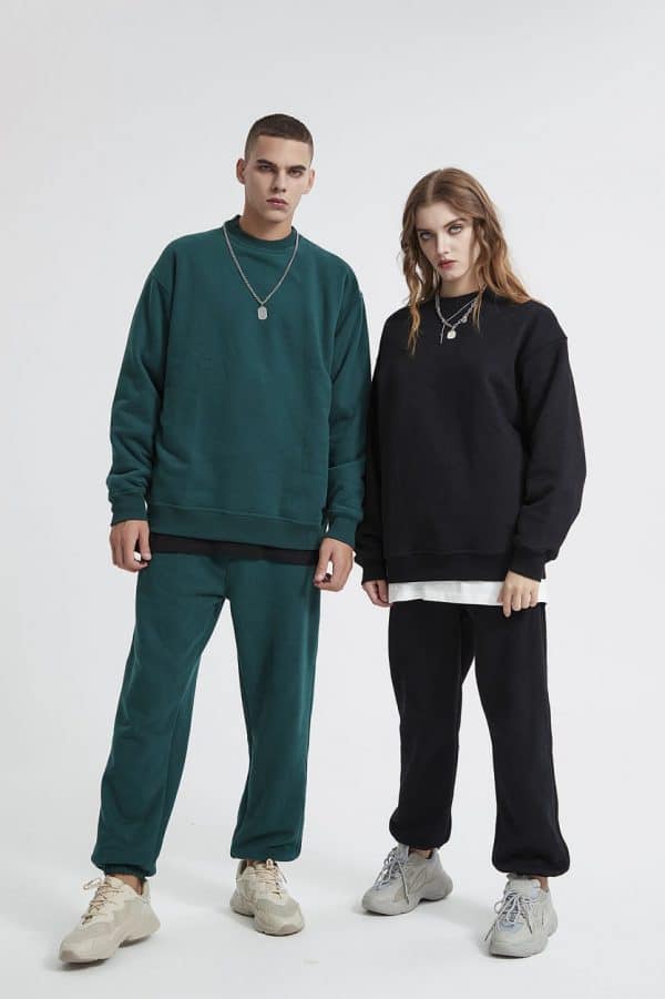 black and green sweatshirt pant sets