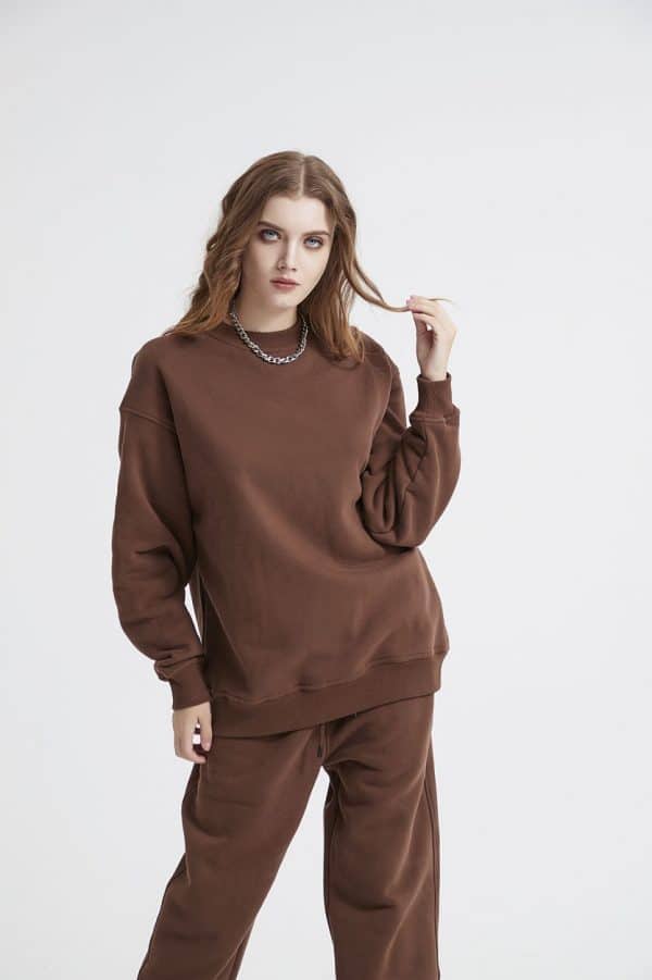 brown sweatshirt pant sets