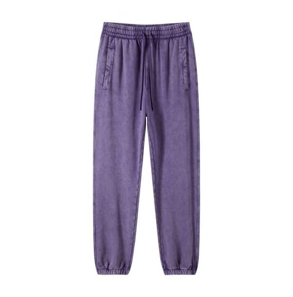 customized washed pants front in purple