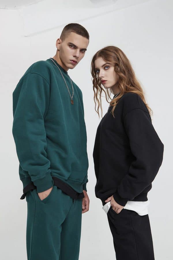 green and black sweatshirt pant sets