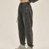 customized washed pants model back in black