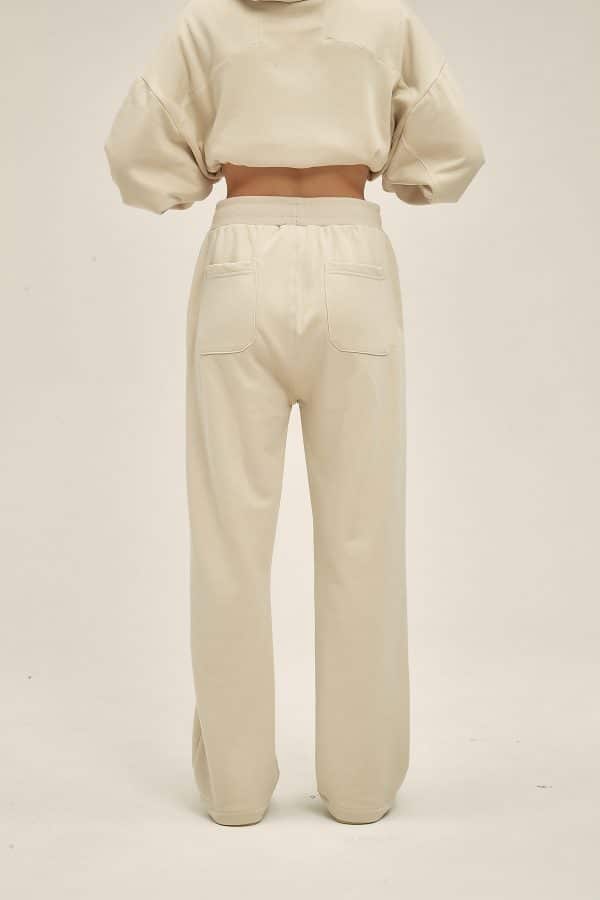 custom sweat pants model back in beige color