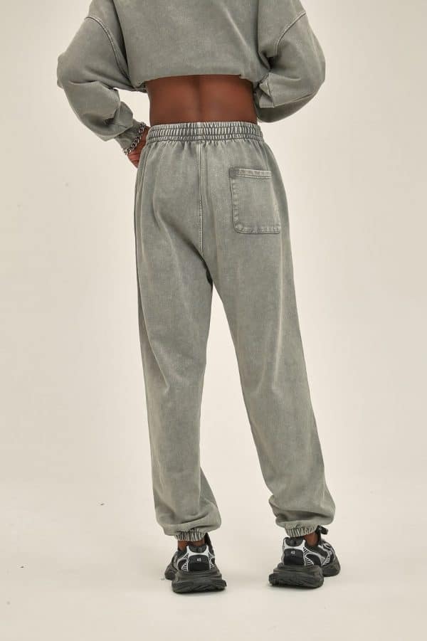 customized washed pants model back in grey