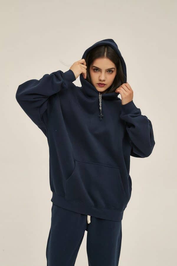 navy high-quality custom hoodies