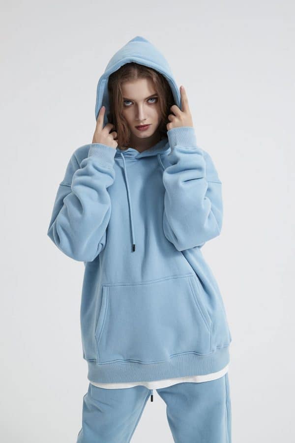 light blue custom logo hoodie