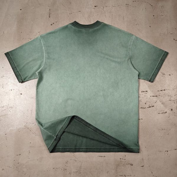 green color back washed custom t shirt