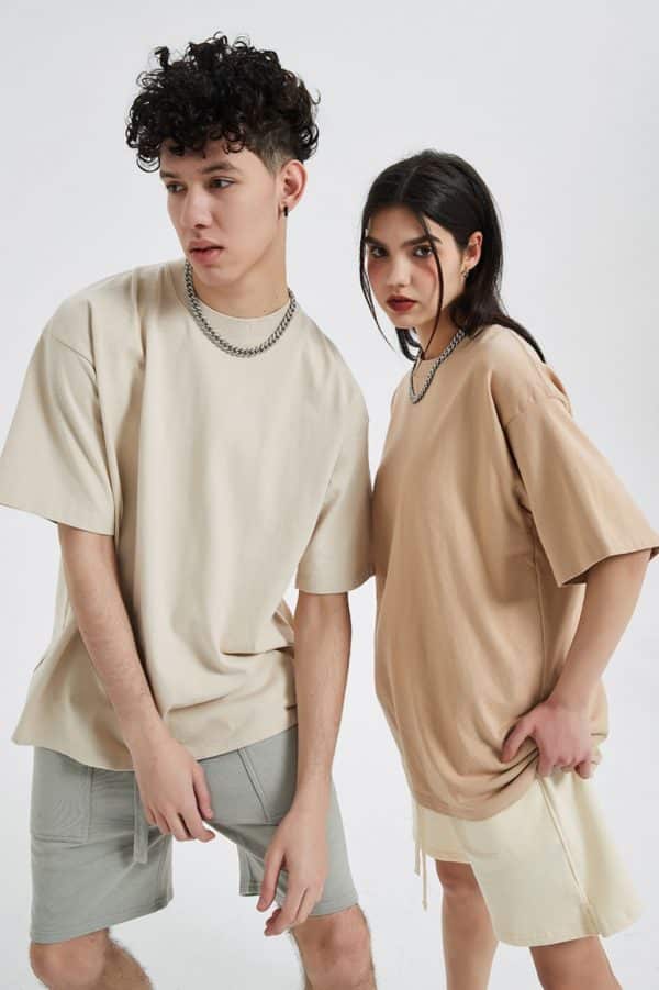 beige and khaki oversized custom t shirts