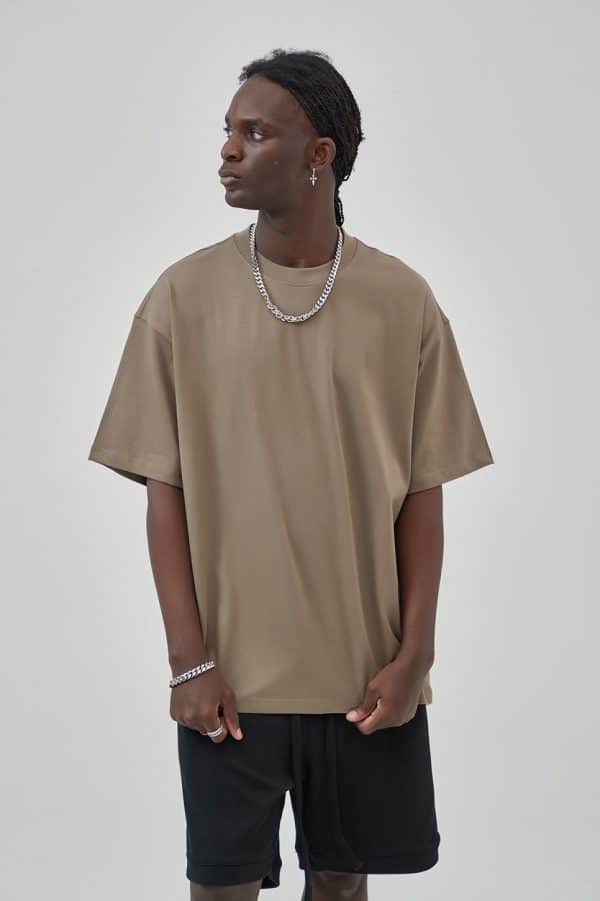 khaki color custom oversized t shirt