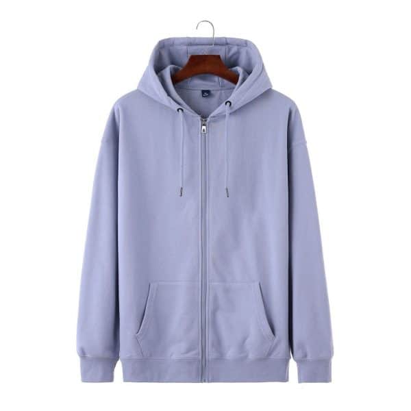 Light Blue Zip Up High Quality Custom Hoodies