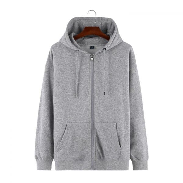 Grey Zip Up High Quality Custom Hoodies